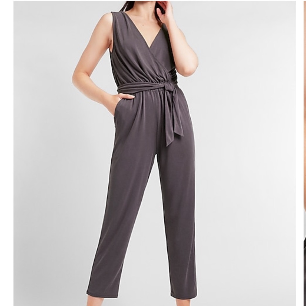 Express Silky Sueded Gray Jumpsuit NWT Medium
